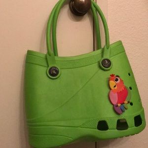 Lubber tote with parrot charm
